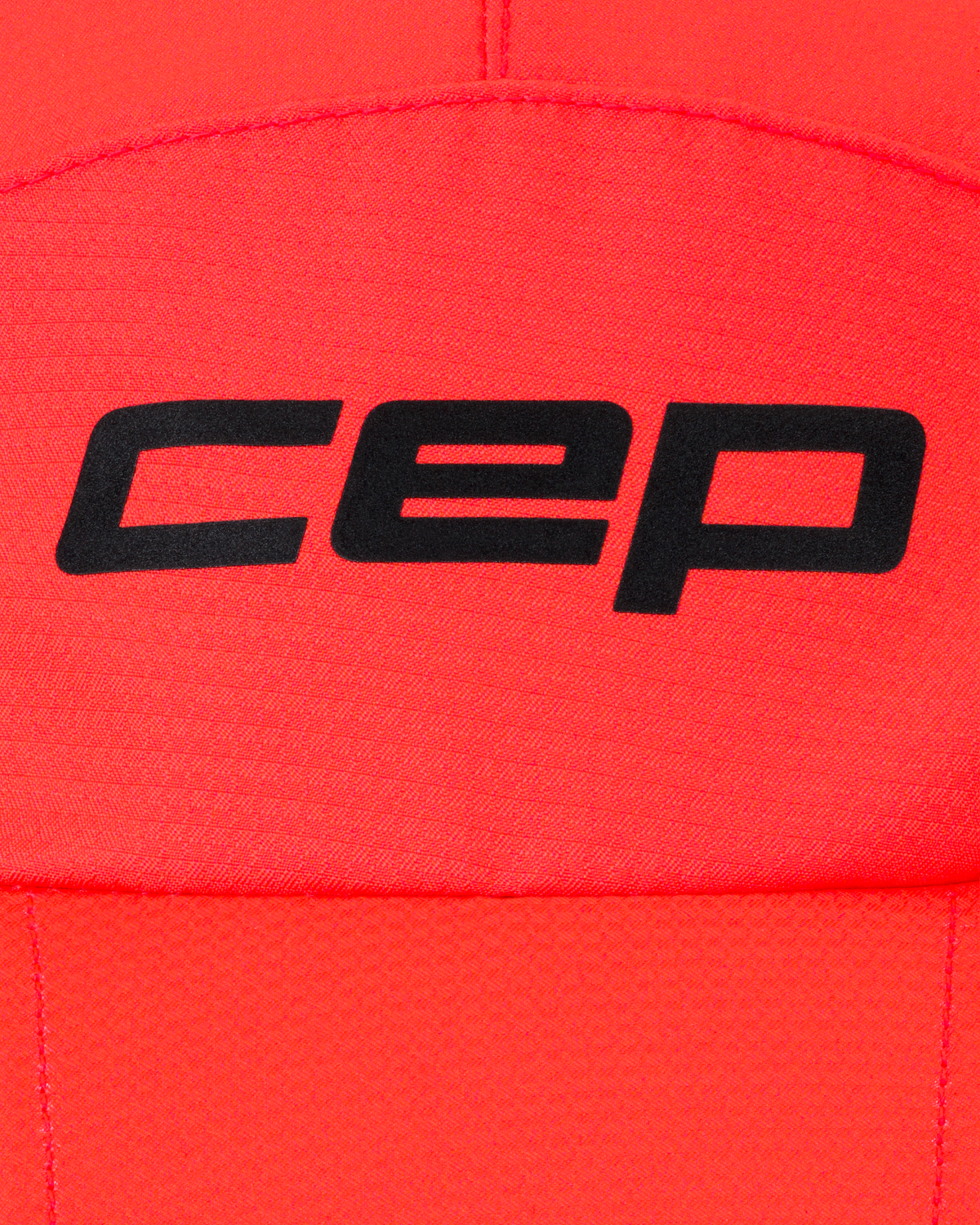 Core Run Foldable Cap, Neon Coral, close-up detail