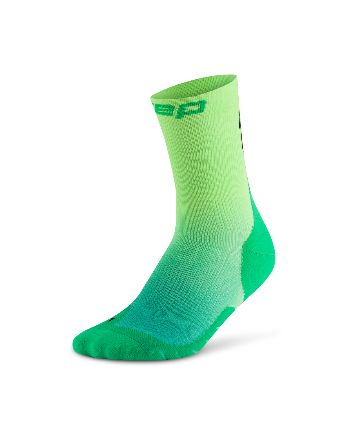 Core Run Gradient Mid Cut Compression Socks 5.0, Green/Lime