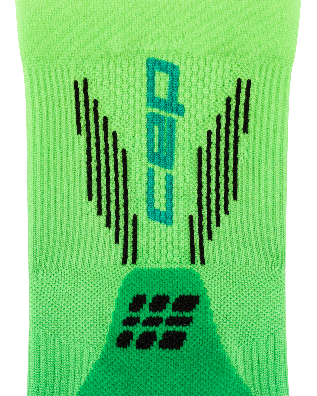 Core Run Gradient Mid Cut Compression Socks 5.0, Green/Lime, close-up detail
