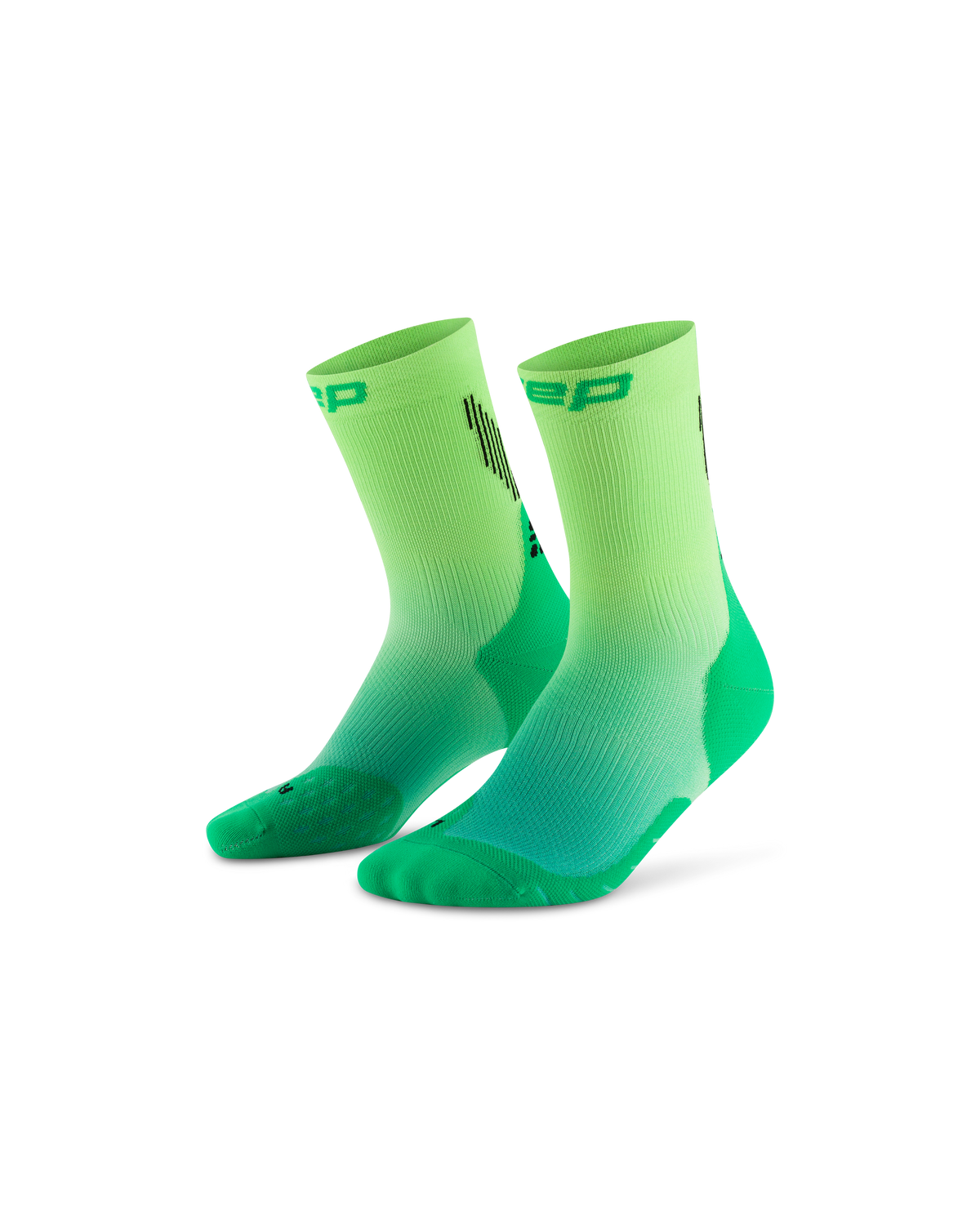 Core Run Gradient Mid Cut Compression Socks 5.0, Green/Lime