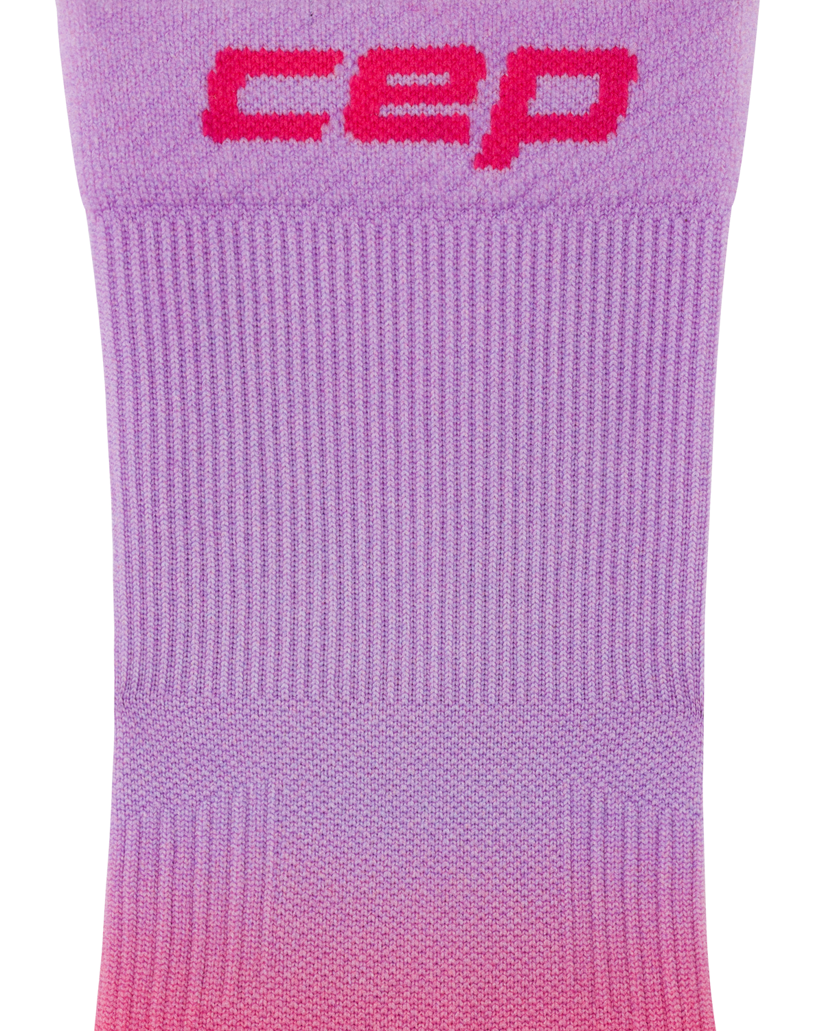 Core Run Gradient Mid Cut Compression Socks 5.0, Pink/Lilac, close-up detail