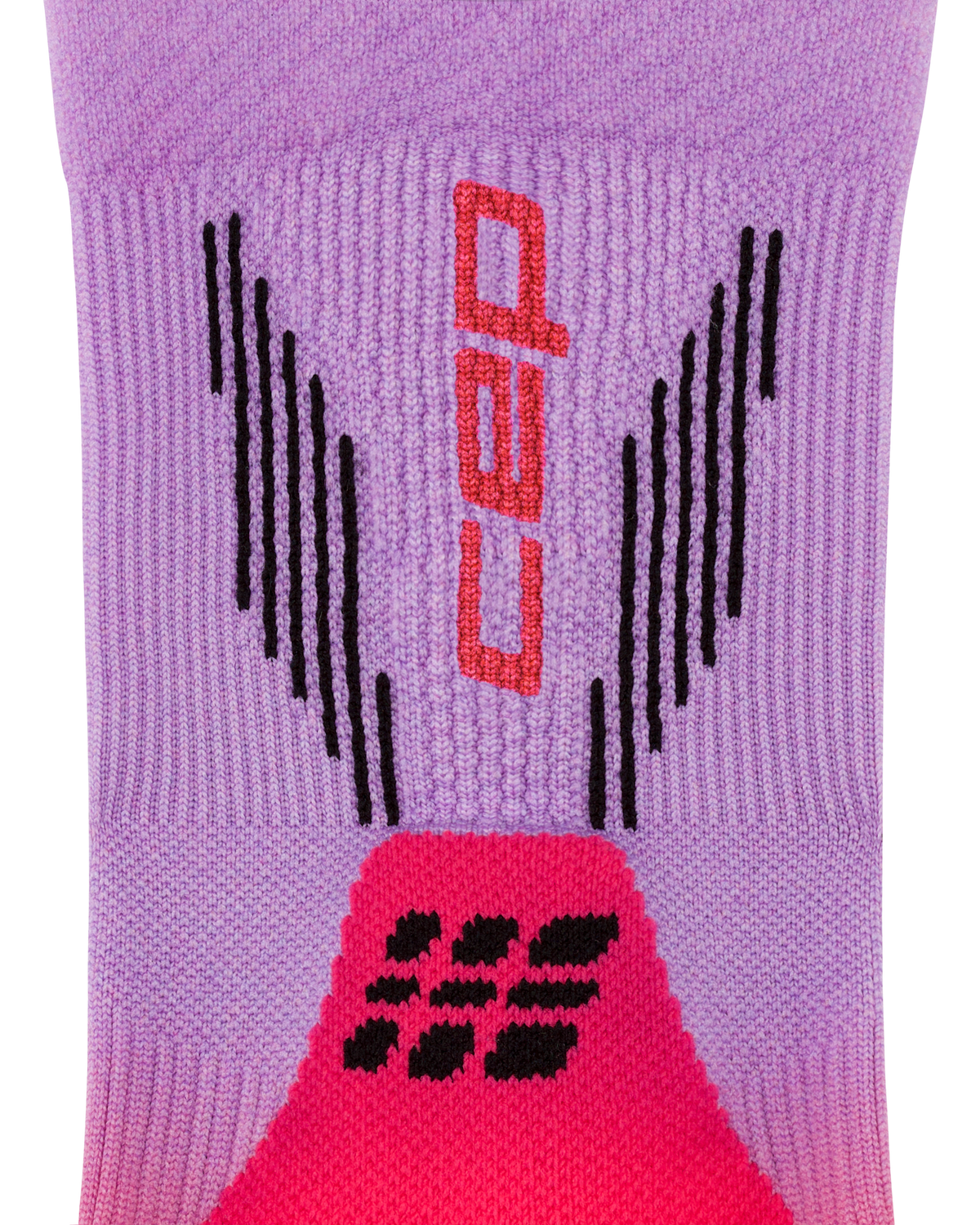 Core Run Gradient Mid Cut Compression Socks 5.0, Pink/Lilac, close-up detail