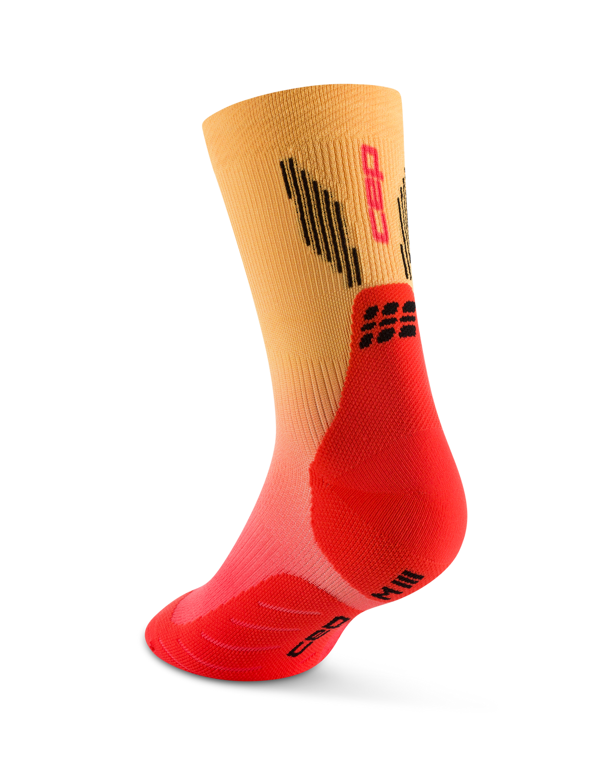 Core Run Gradient Mid Cut Compression Socks 5.0, Red/Marigold