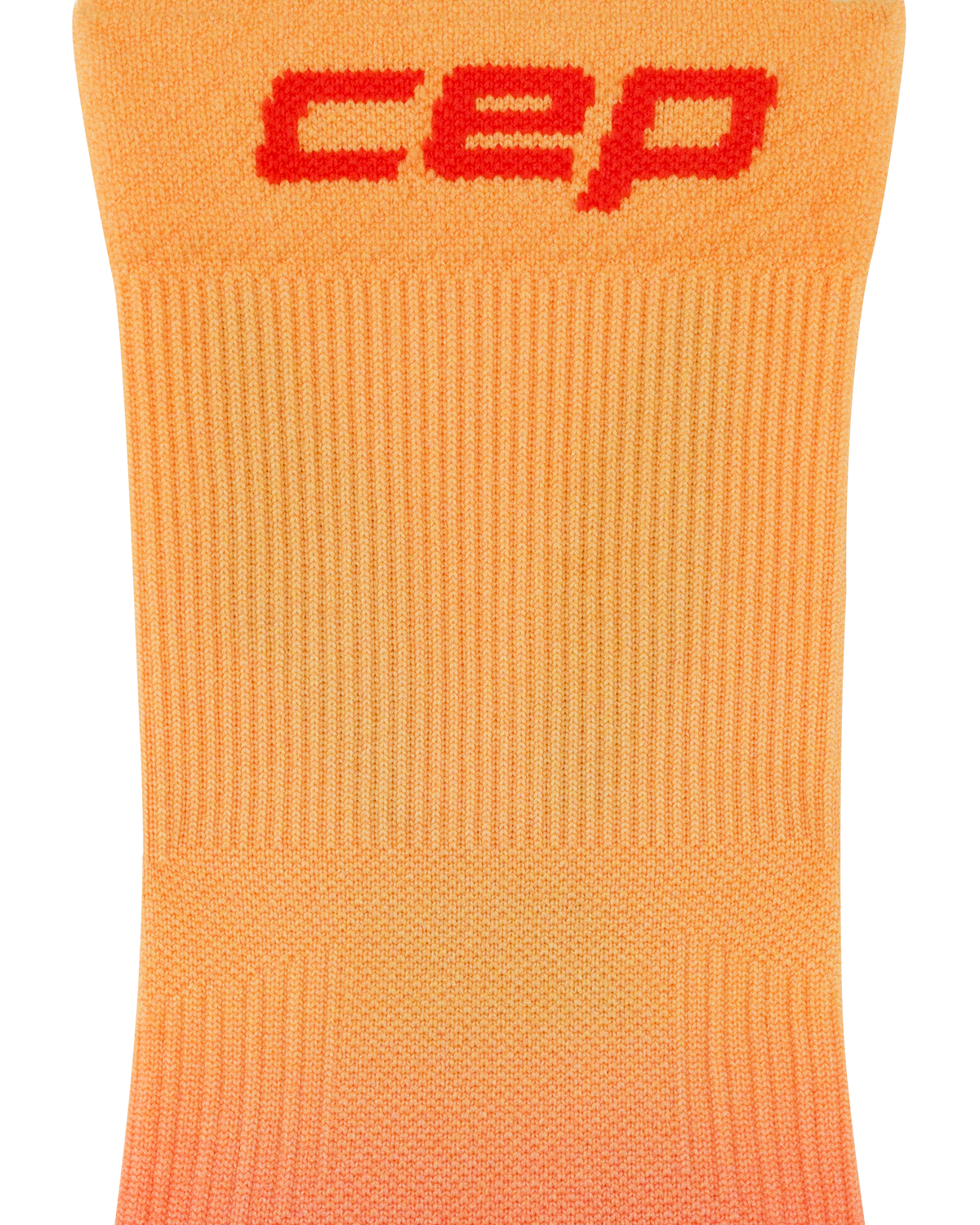 Core Run Gradient Mid Cut Compression Socks 5.0, Red/Marigold, close-up detail