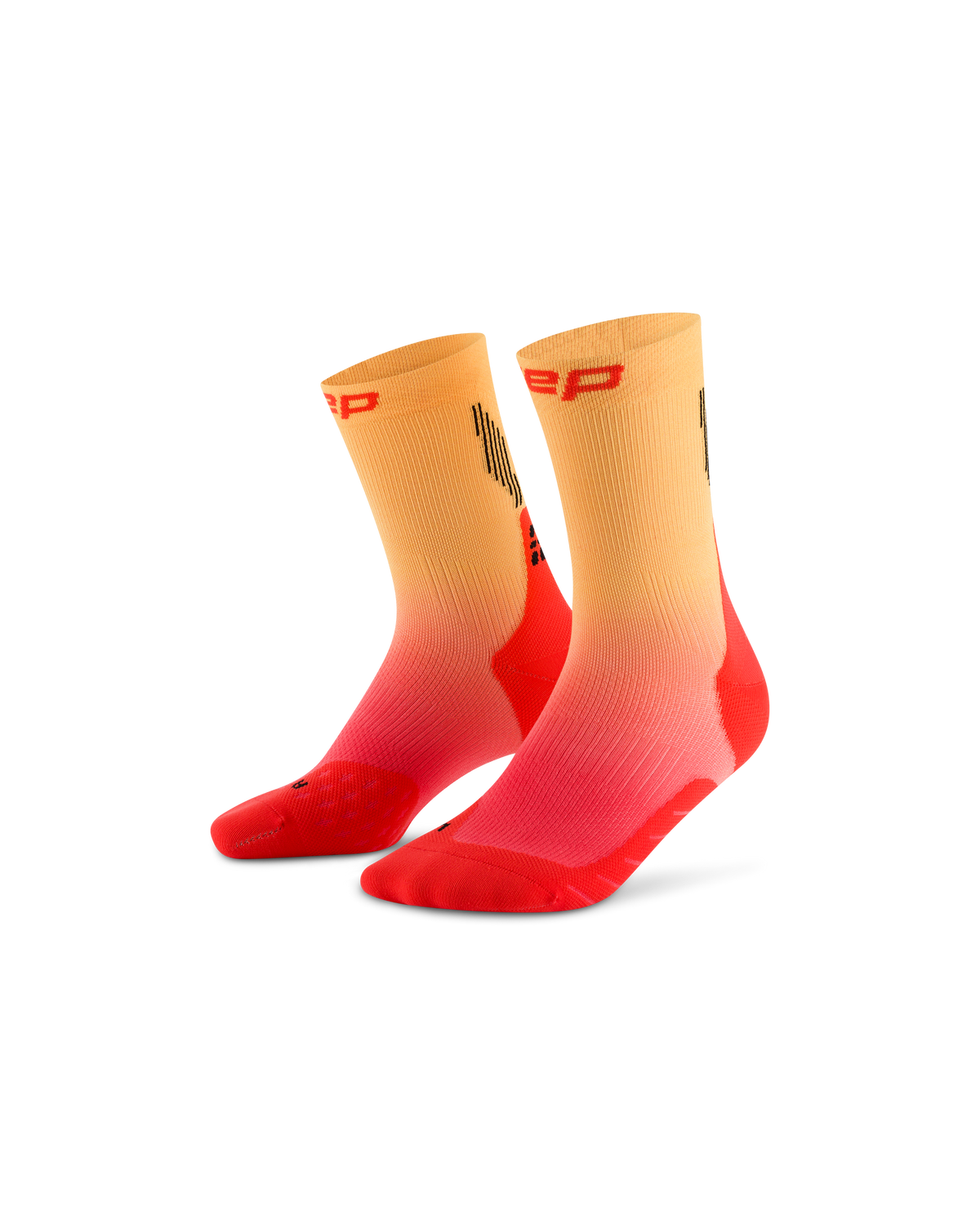 Core Run Gradient Mid Cut Compression Socks 5.0, Red/Marigold