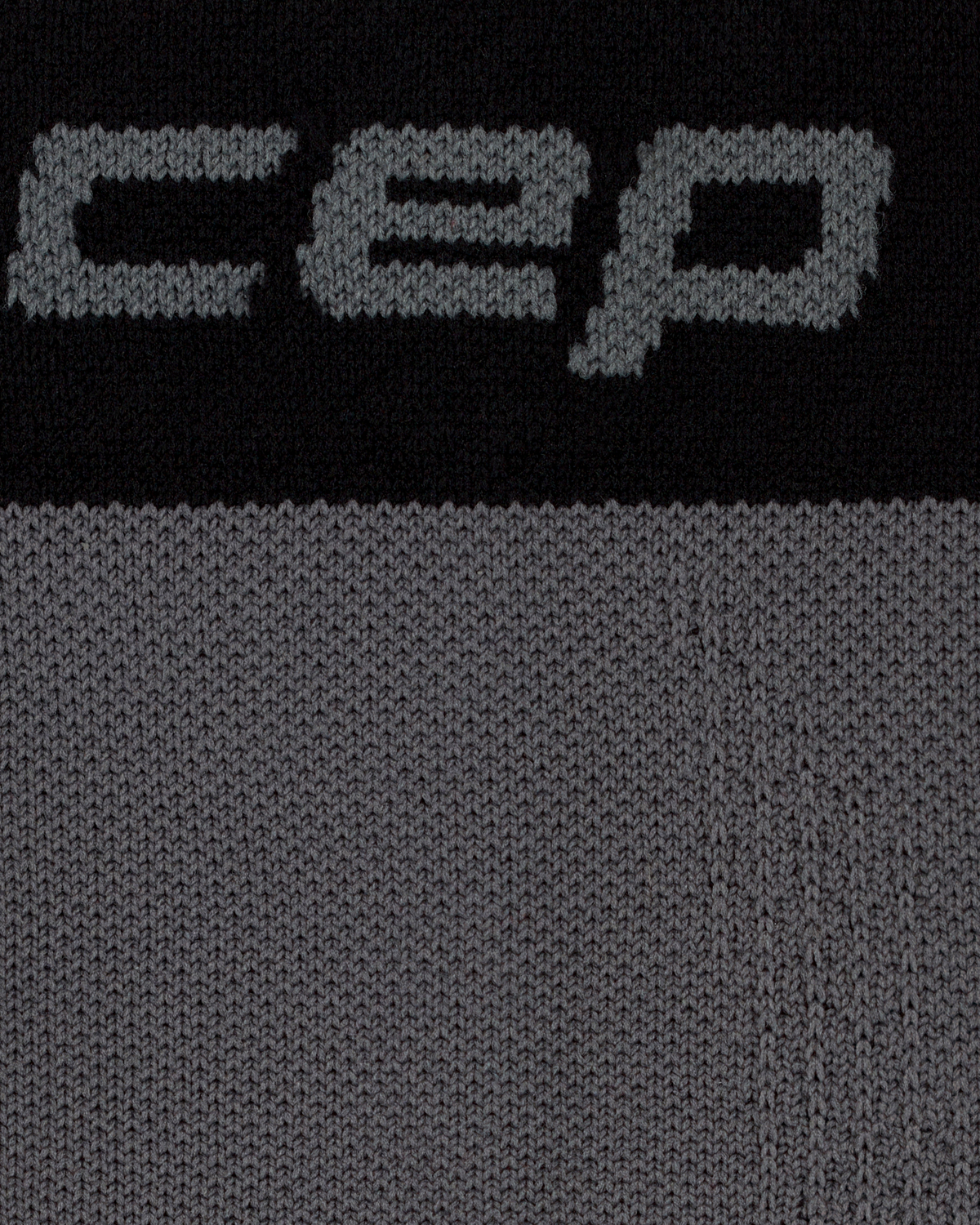 Core Run Half & Half Mid Cut Compression Socks, Half/Half - Black/Grey, close-up detail