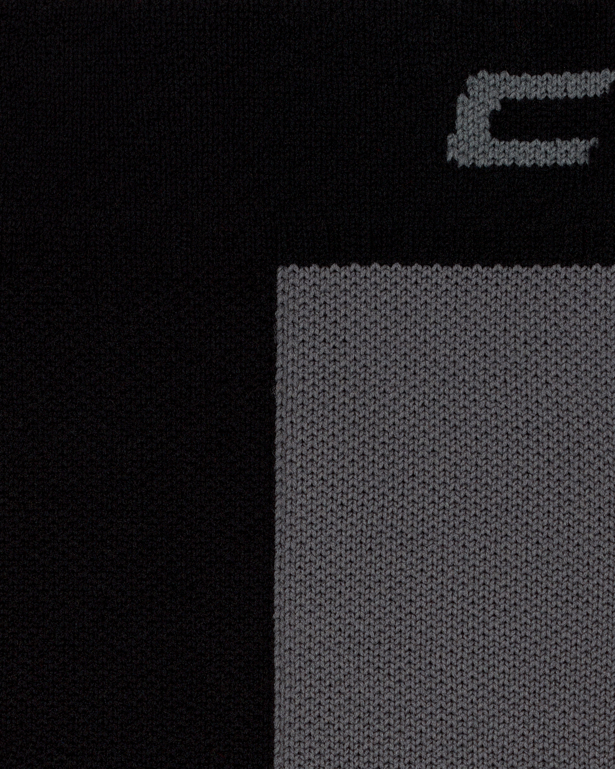 Core Run Half & Half Mid Cut Compression Socks, Half/Half - Black/Grey, close-up detail