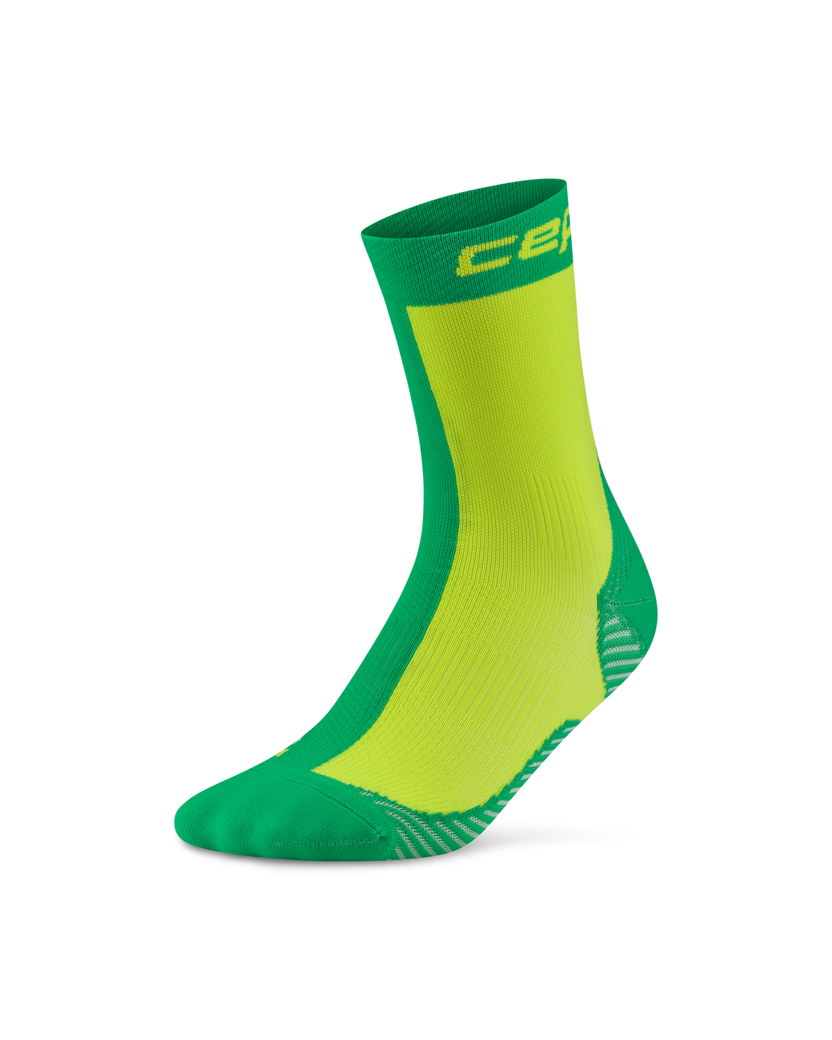 Core Run Half & Half Mid Cut Compression Socks, Half/Half - Green/Lime