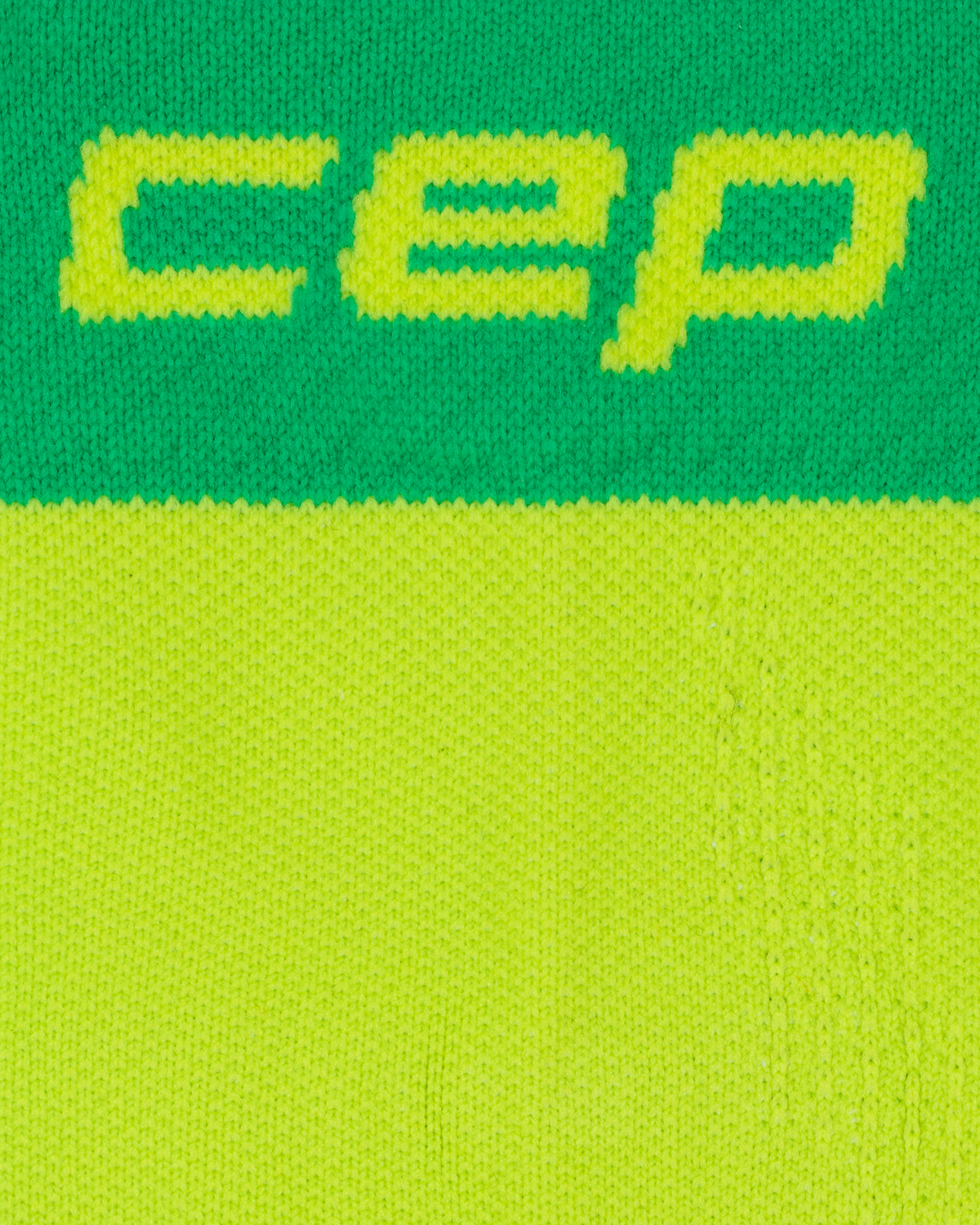Core Run Half & Half Mid Cut Compression Socks, Half/Half - Green/Lime, close-up detail