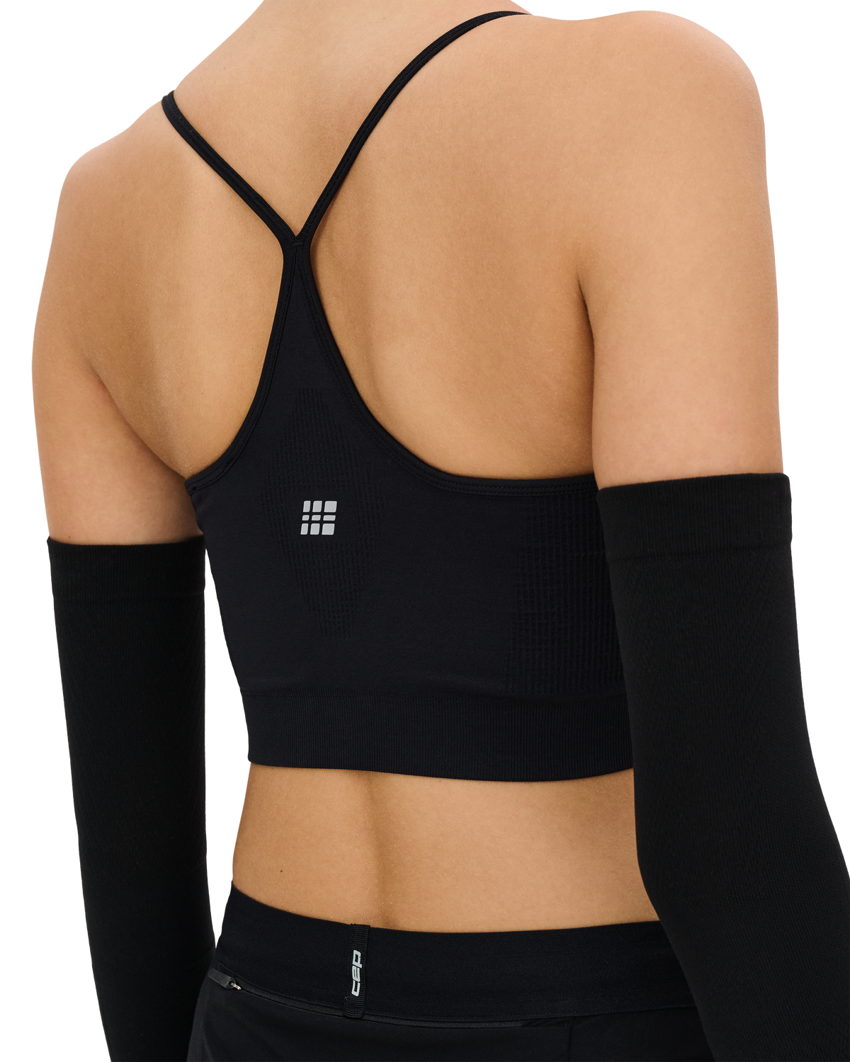 Core Run Light Support Bra, Black, close-up detail