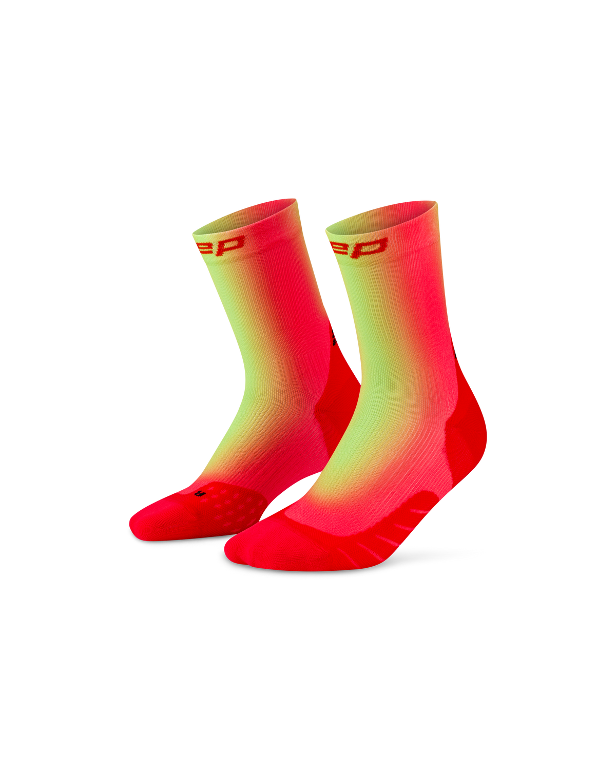 Core Run Gradient Mid Cut Compression Socks, SS26 Gradient - Red/Lime