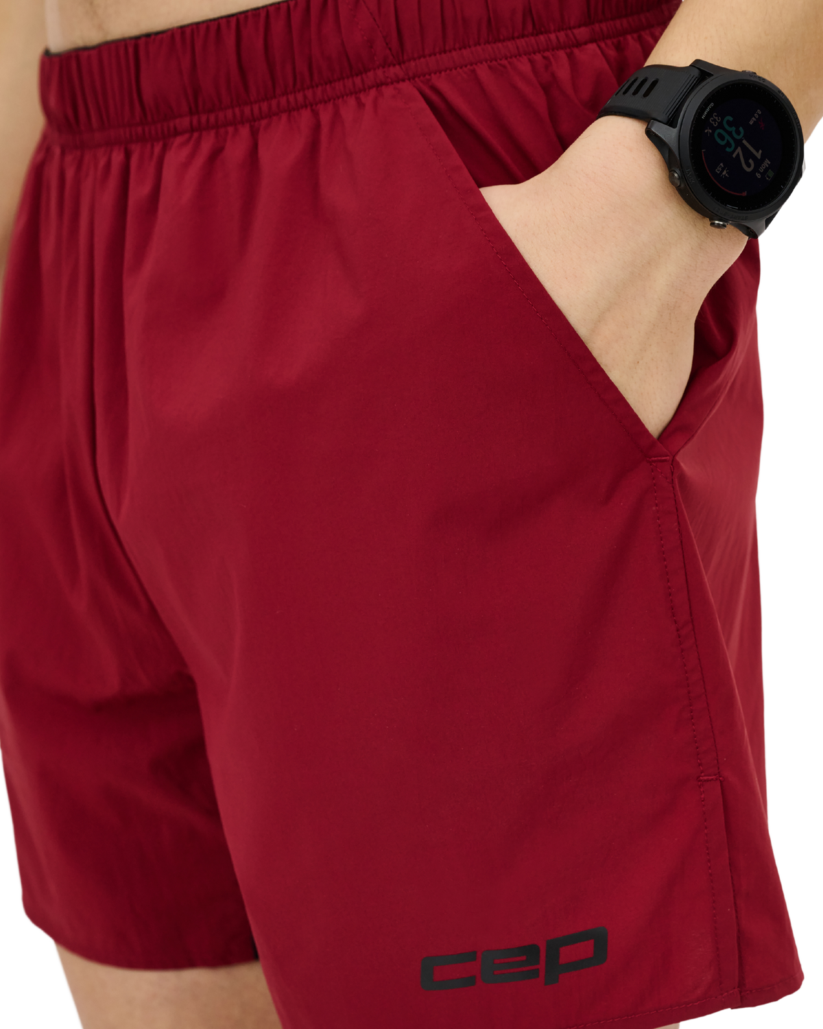 Core Run Loose Fit Shorts, Men, Burgundy, close-up detail