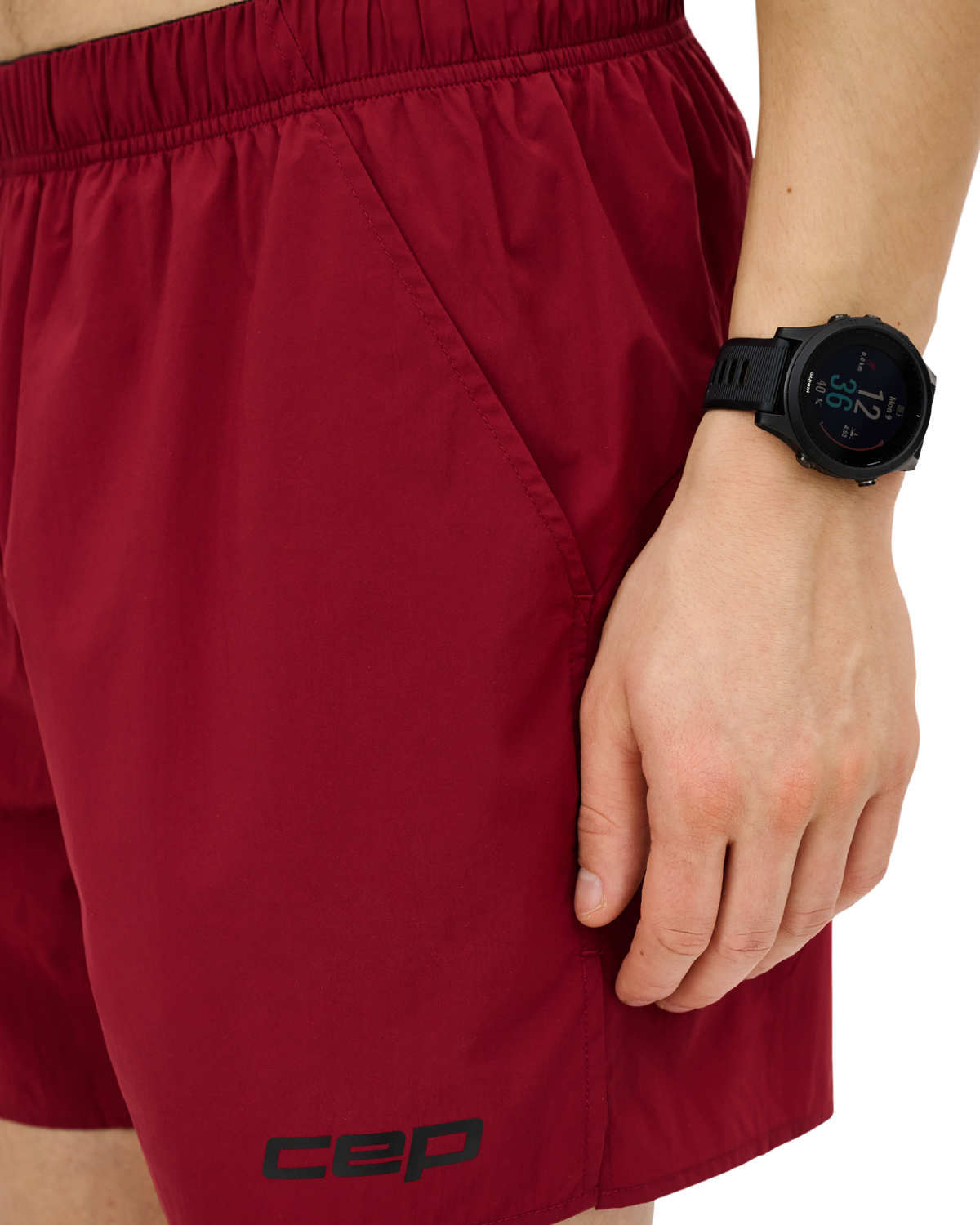 Core Run Loose Fit Shorts, Men, Burgundy, close-up detail