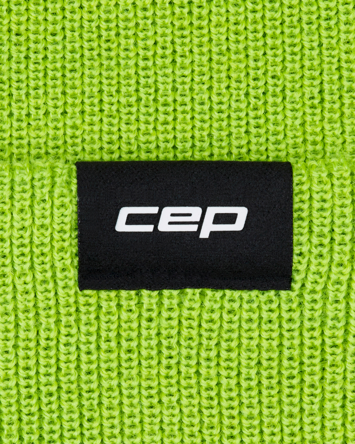 Core Run Merino Beanie, Lime, close-up detail #detail