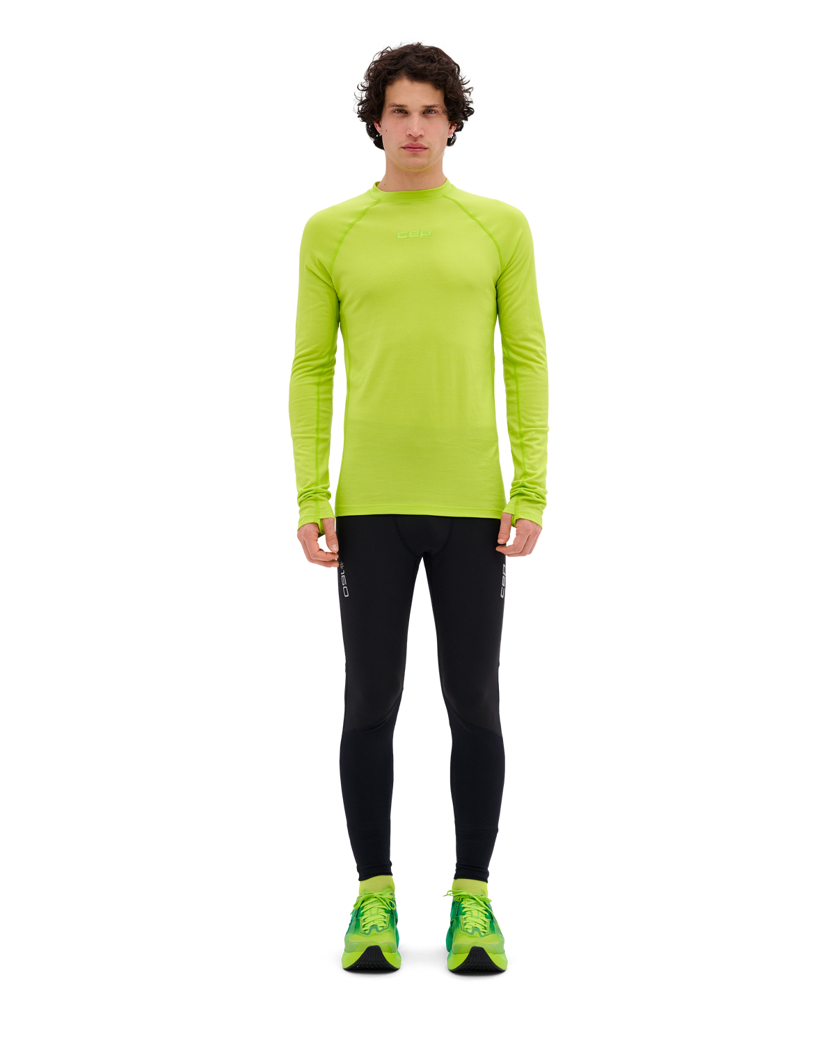 Core Run Merino Long Sleeve Base Shirt, Men, Lime