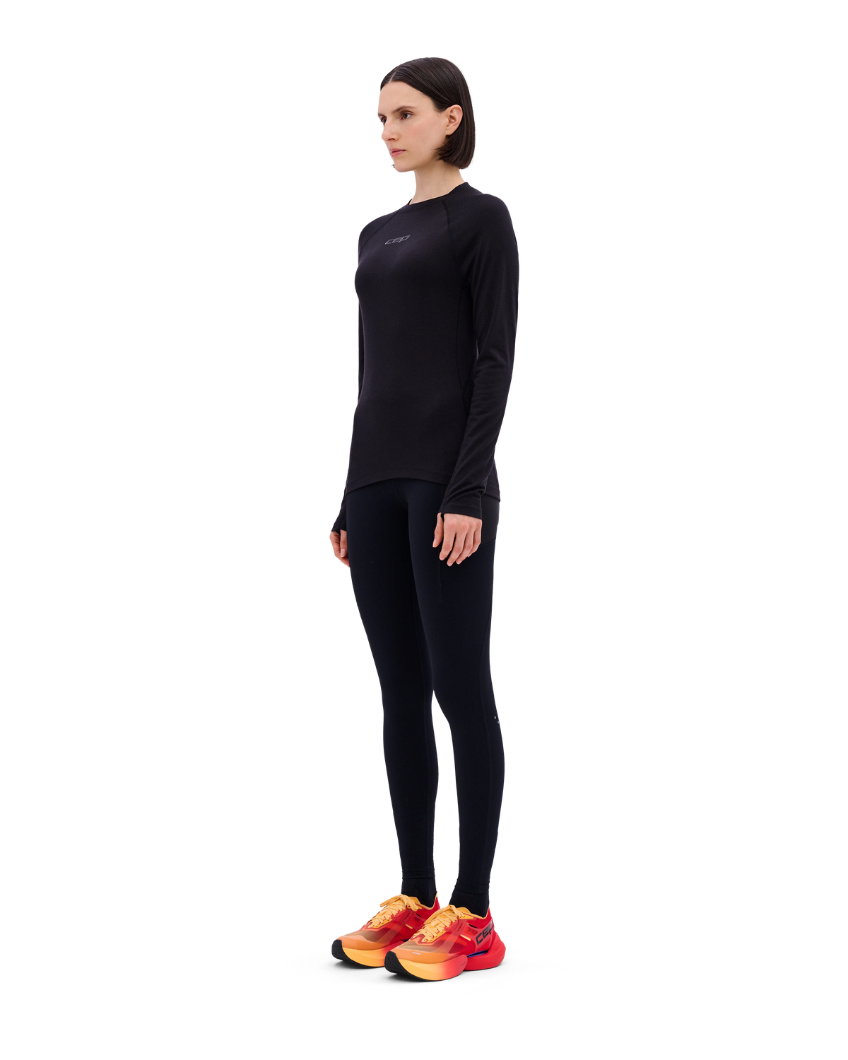 Core Run Merino Long Sleeve Base Shirt, Women, Black