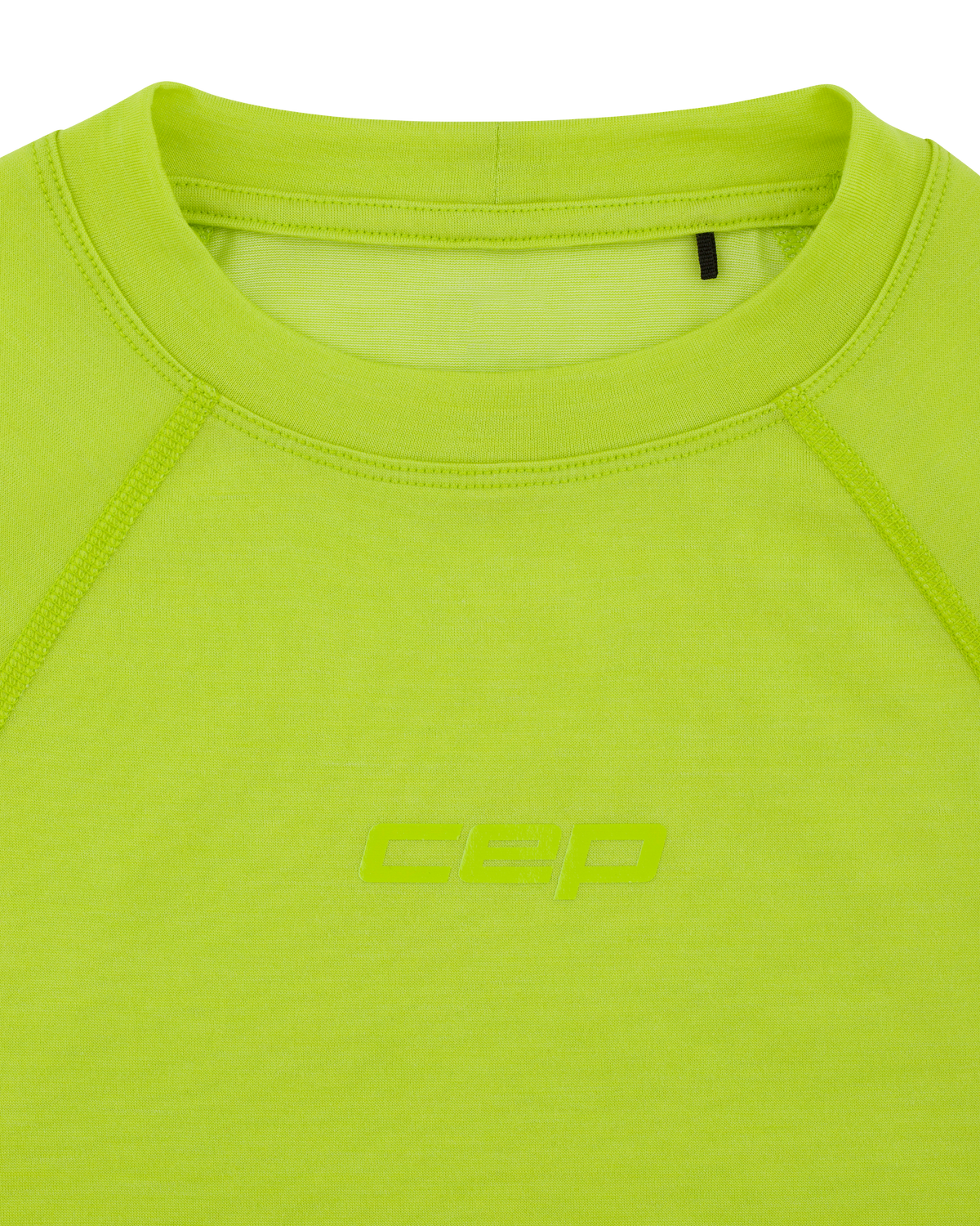 Core Run Merino Long Sleeve Base Shirt, Women, Lime, close-up detail