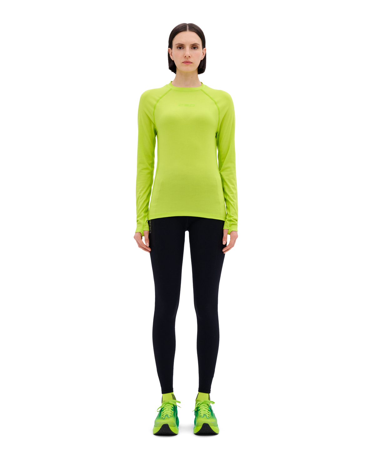 Core Run Merino Long Sleeve Base Shirt, Women, Lime