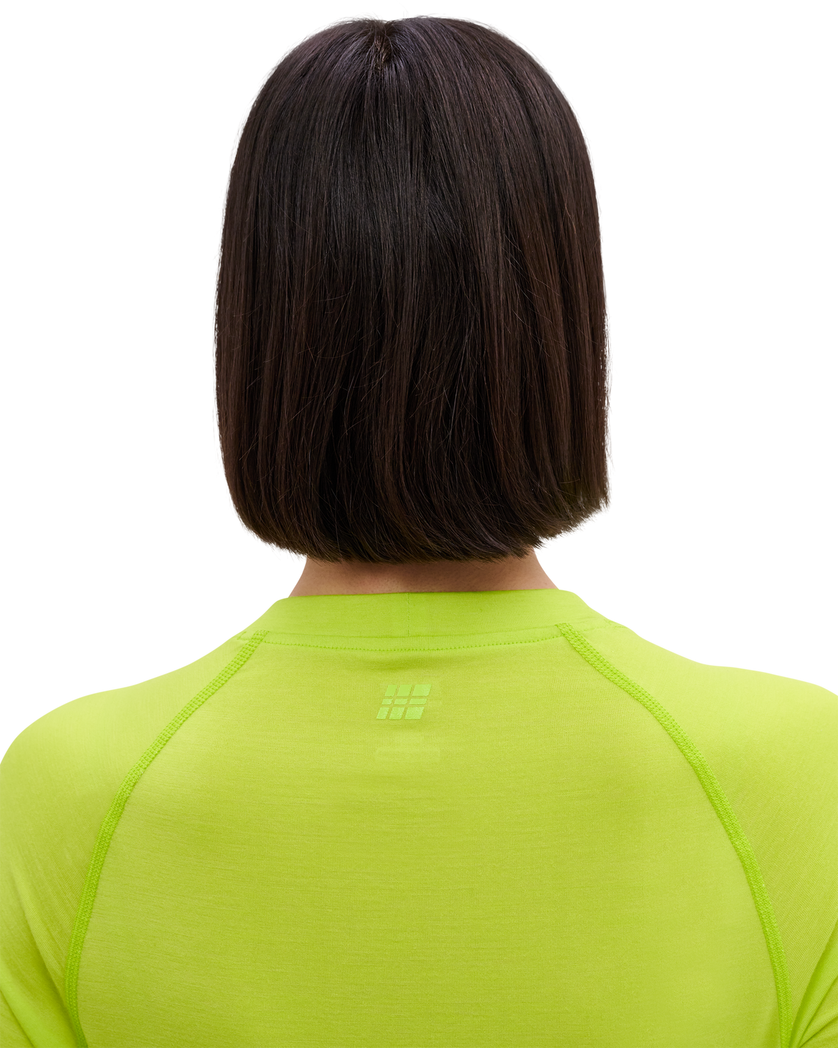 Core Run Merino Long Sleeve Base Shirt, Women, Lime, close-up detail