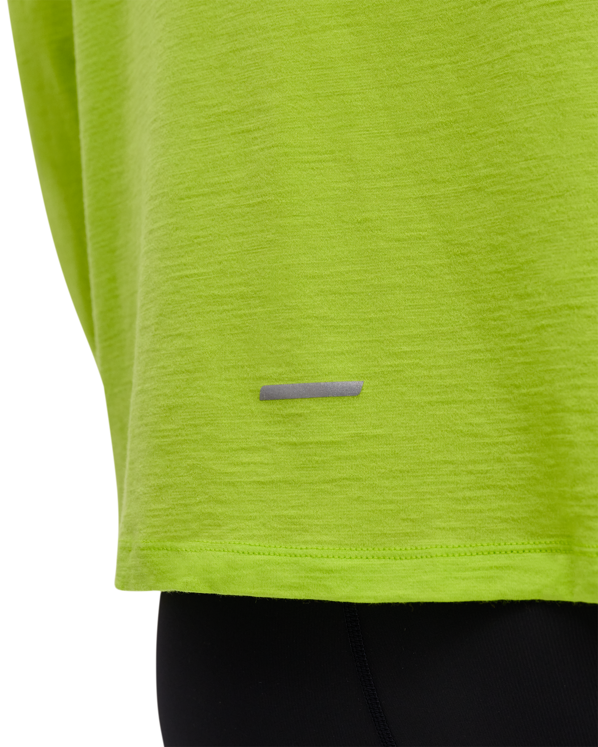 Core Run Merino Long Sleeve Shirt, Men, Lime, close-up detail
