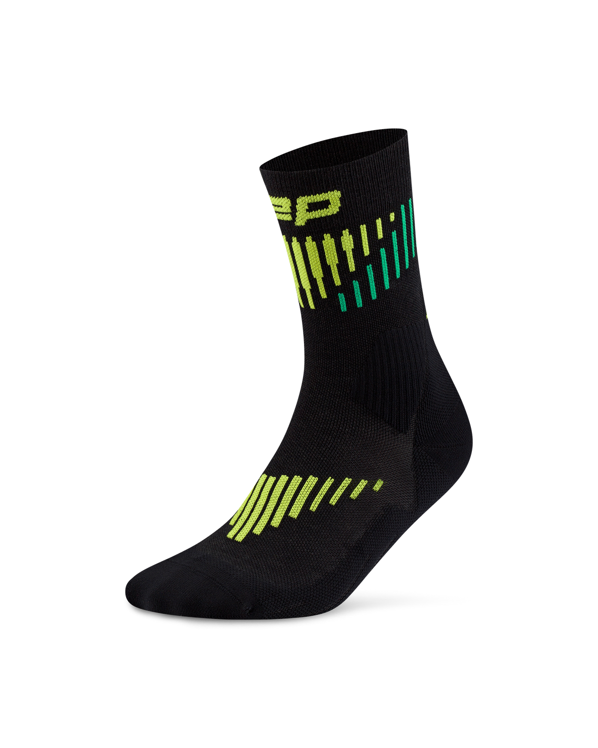 Core Run Merino Mid Cut Compression Socks, Black/Lime