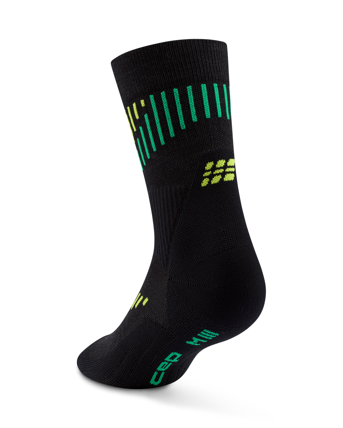 Core Run Merino Mid Cut Compression Socks, Black/Lime