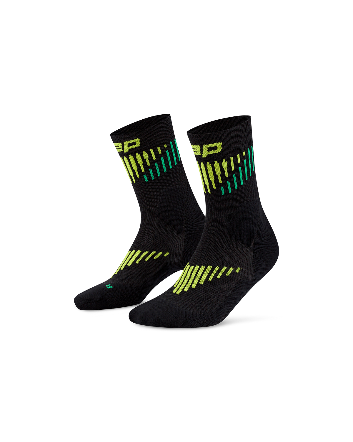 Core Run Merino Mid Cut Compression Socks, Black/Lime