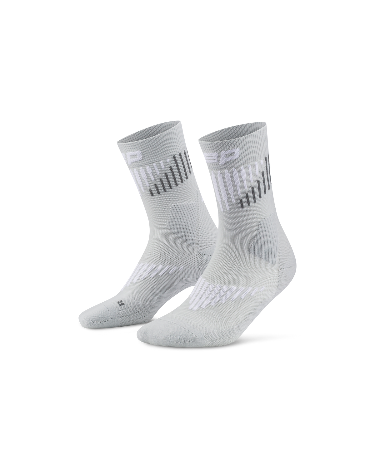 Core Run Merino Mid Cut Compression Socks, Grey/White