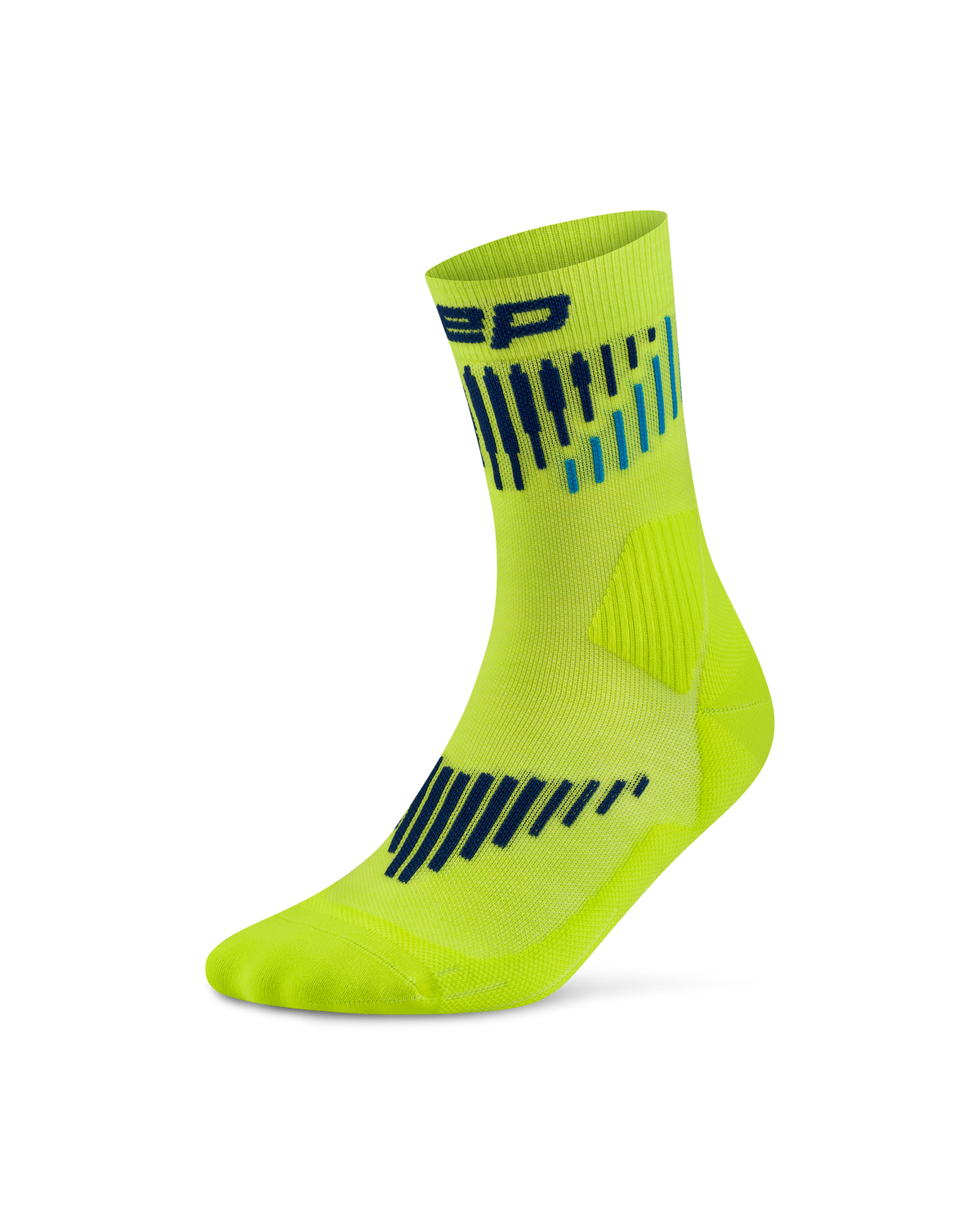 Core Run Merino Mid Cut Compression Socks, Lime/Blue