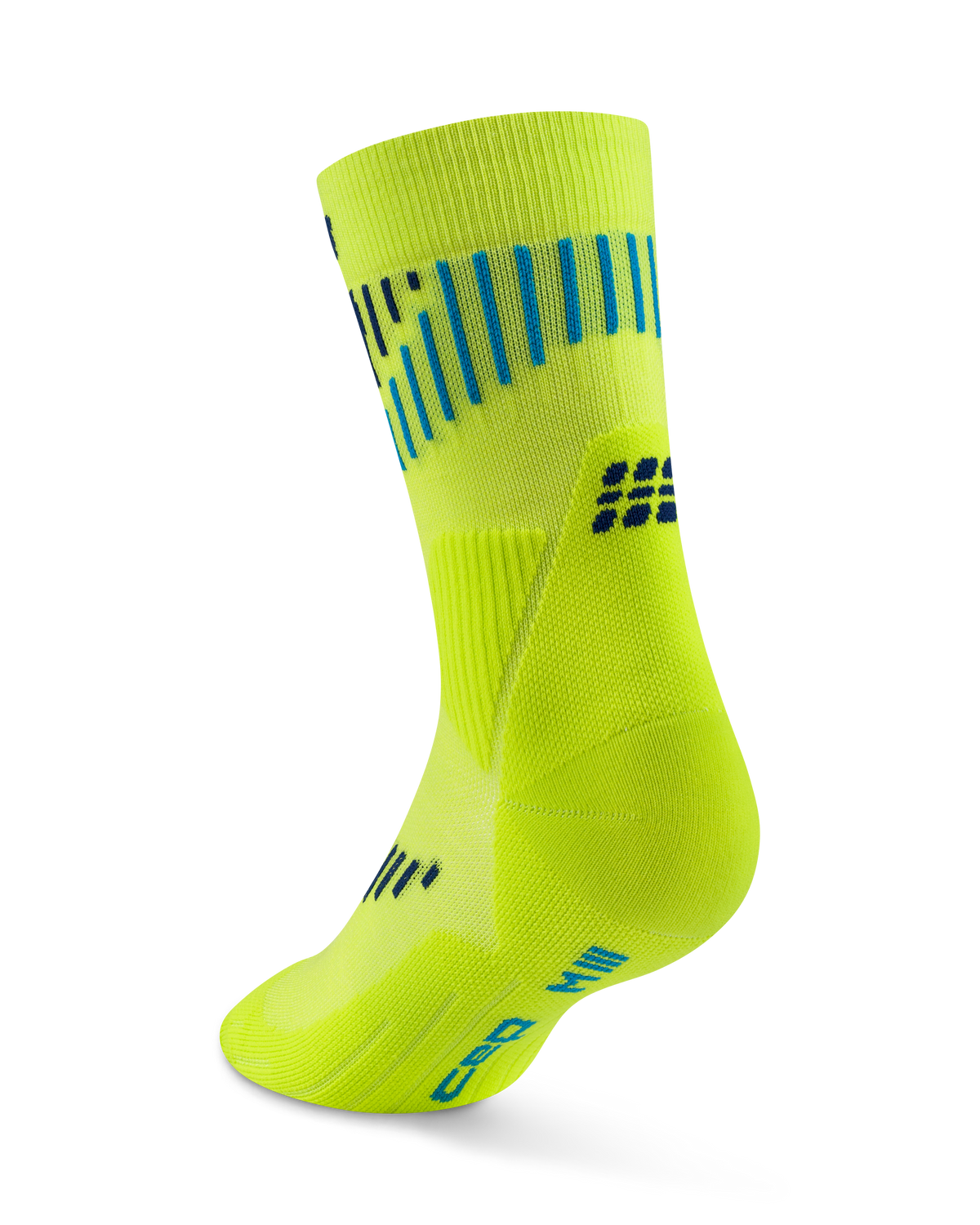Core Run Merino Mid Cut Compression Socks, Lime/Blue