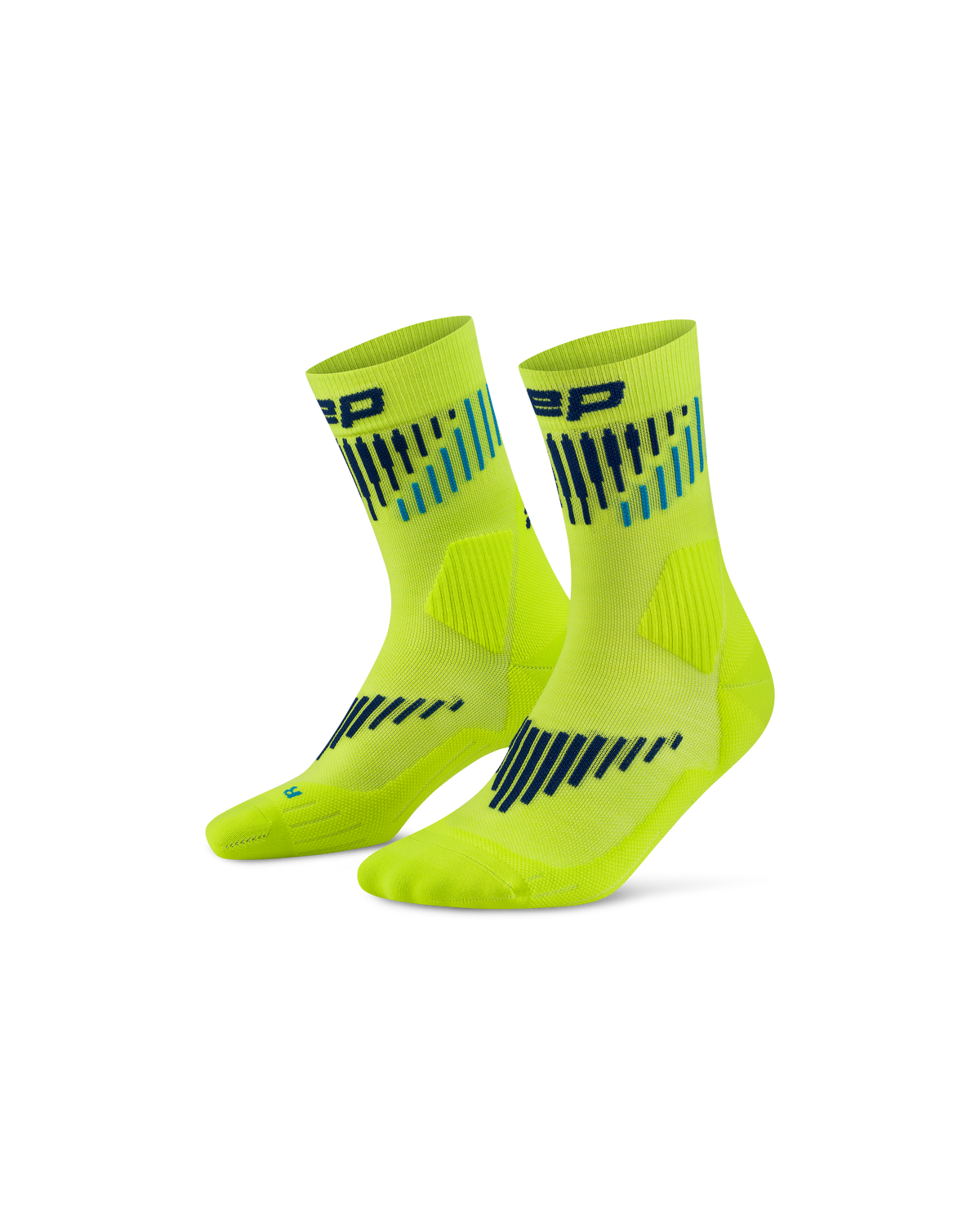 Core Run Merino Mid Cut Compression Socks, Lime/Blue
