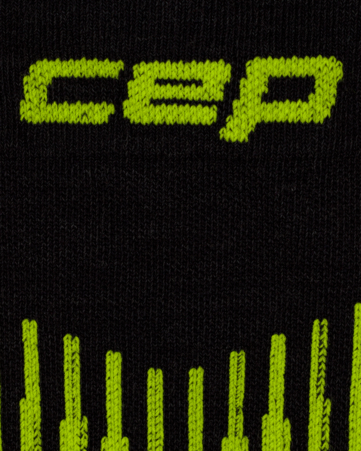 Core Run Merino Tall Compression Socks, Men, Black/Lime, close-up detail