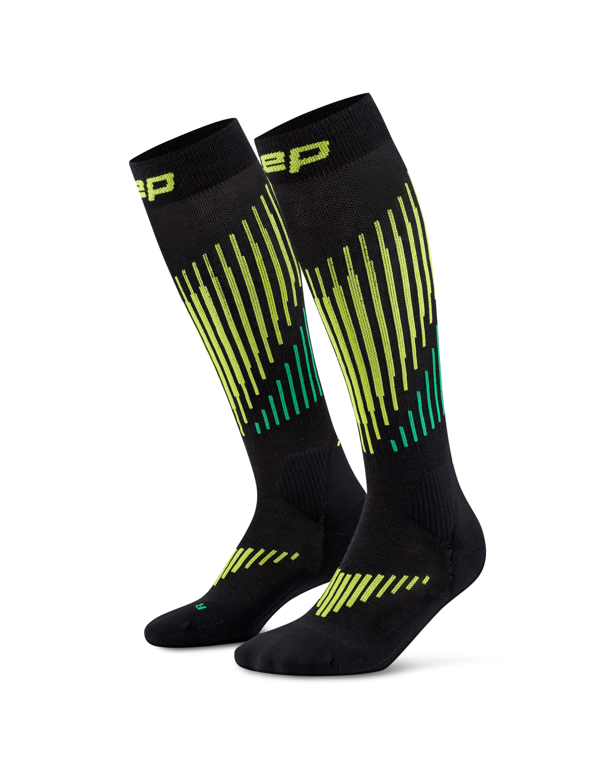 Core Run Merino Tall Compression Socks, Men, Black/Lime