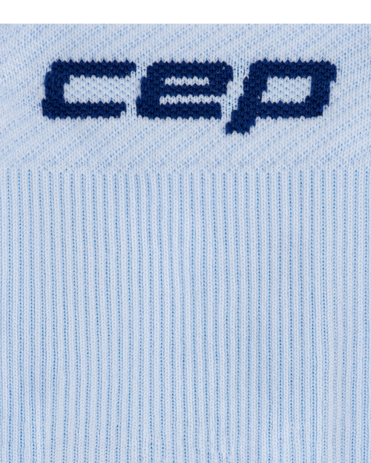 Core Run Mid Cut Compression Socks 5.0, Blue/Ice, close-up detail