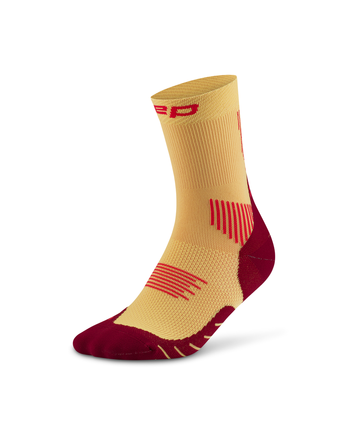 Core Run Mid Cut Compression Socks 5.0, Marigold/Burgundy