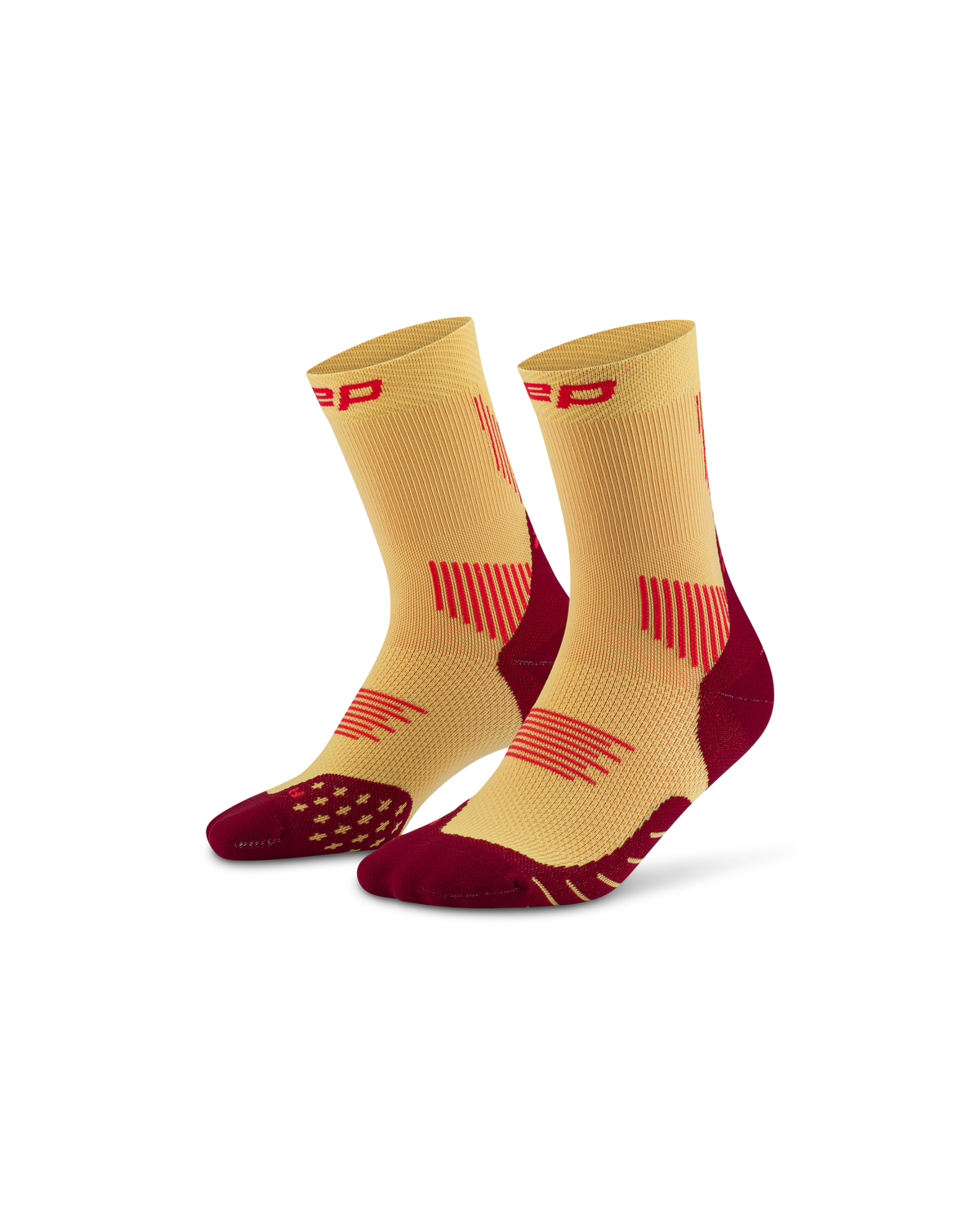 Core Run Mid Cut Compression Socks 5.0, Marigold/Burgundy