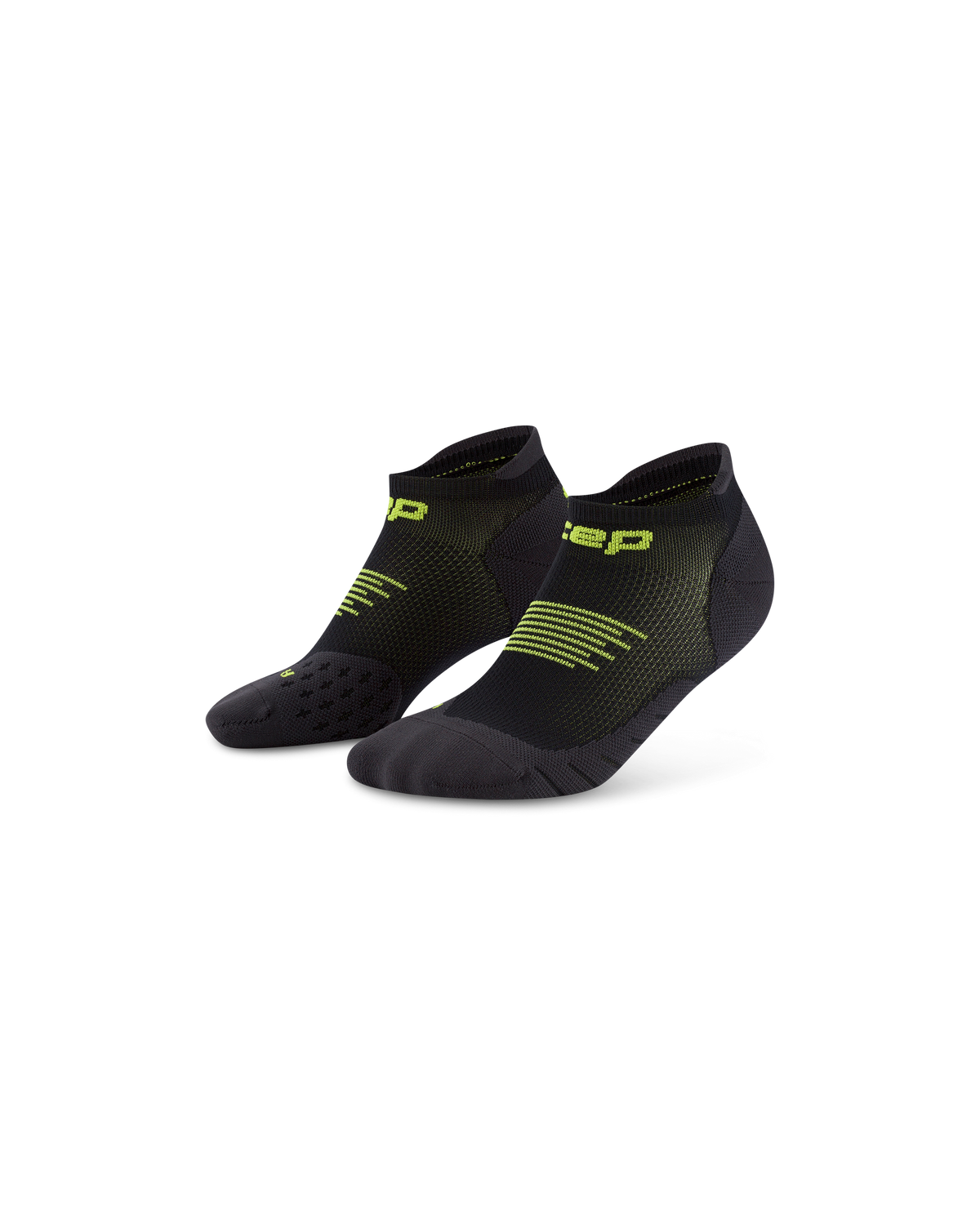 Core Run No Show Socks 5.0, Black/Lime