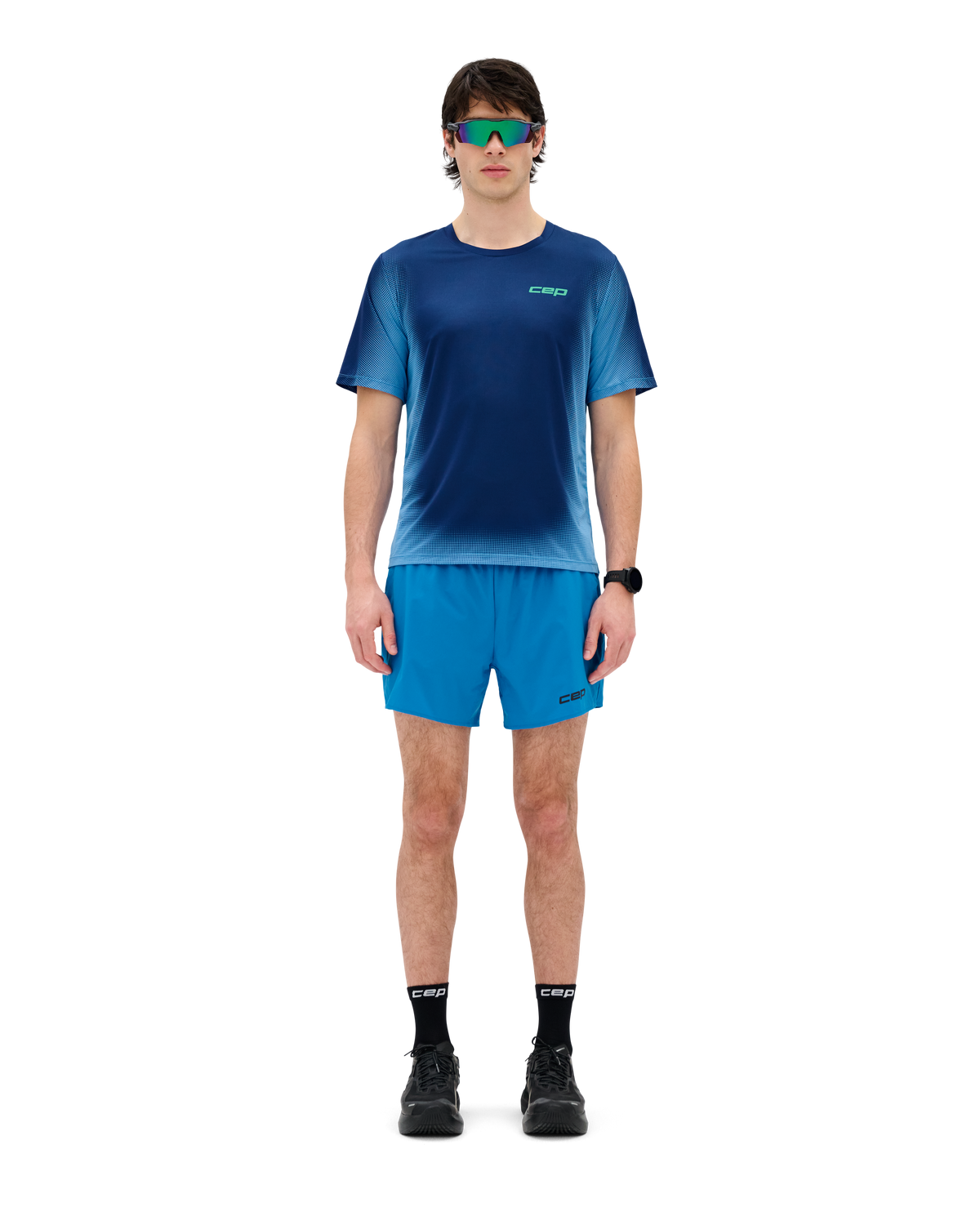 Core Run Short Sleeve Shirt, Men, Dark Blue Fade