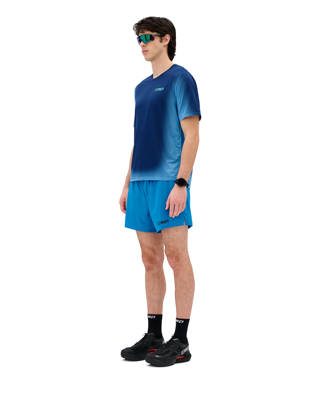 Core Run Short Sleeve Shirt, Men, Dark Blue Fade