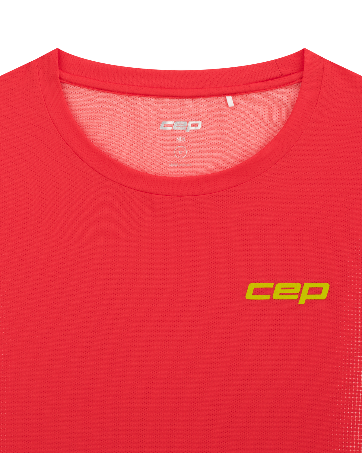 Core Run Short Sleeve Shirt, Men, Neon Coral Fade, close-up detail
