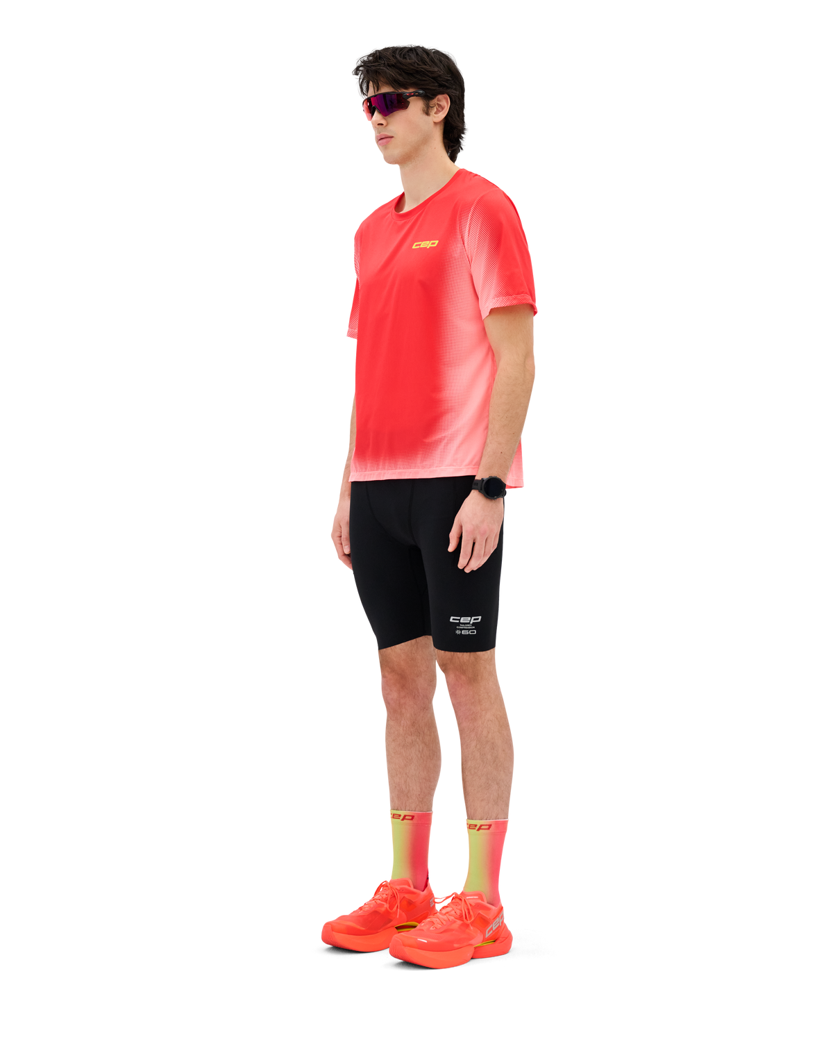 Core Run Short Sleeve Shirt, Men, Neon Coral Fade