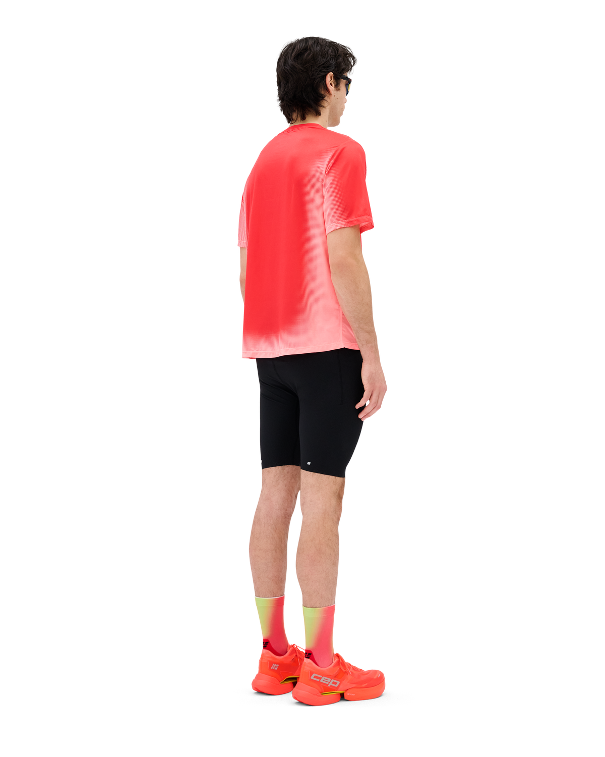 Core Run Short Sleeve Shirt, Men, Neon Coral Fade