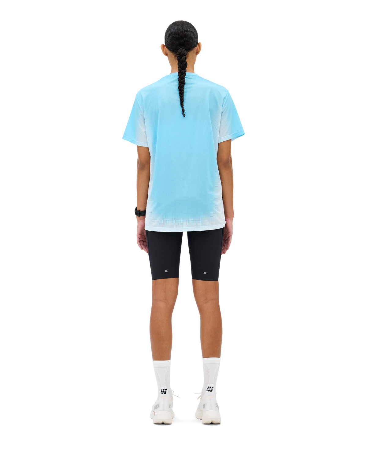 Core Run Short Sleeve Shirt, Women, Light Blue Fade
