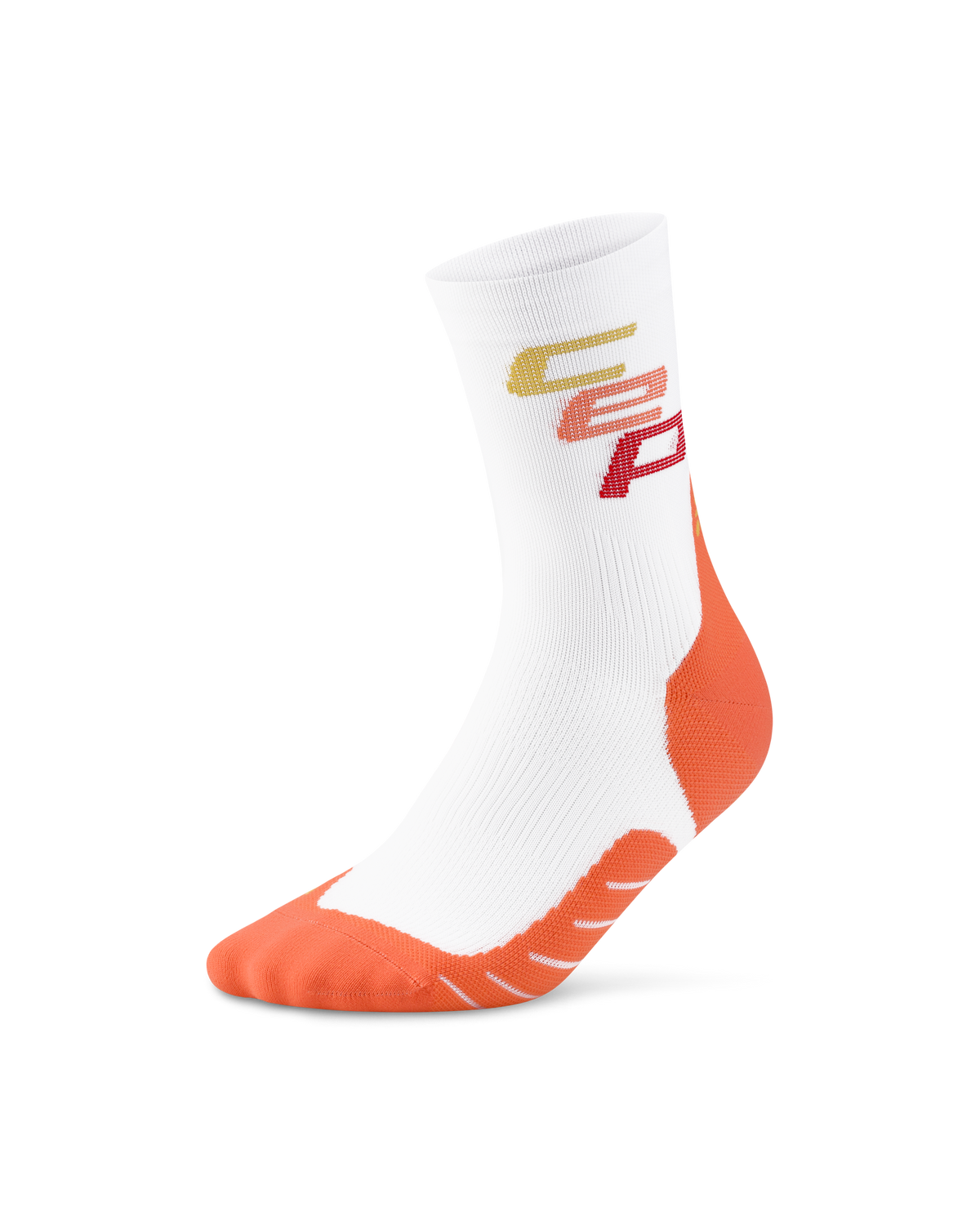 Core Run Steps Mid Cut Compression Socks, White/Coral CEP