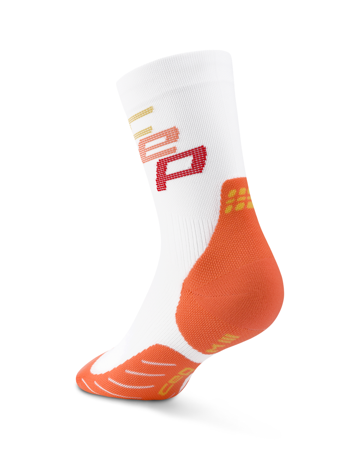Core Run Steps Mid Cut Compression Socks, White/Coral CEP