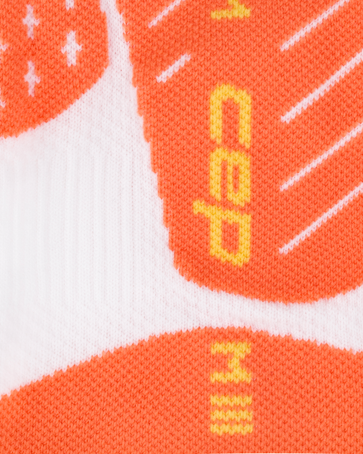 Core Run Steps Mid Cut Compression Socks, White/Coral CEP, close-up detail