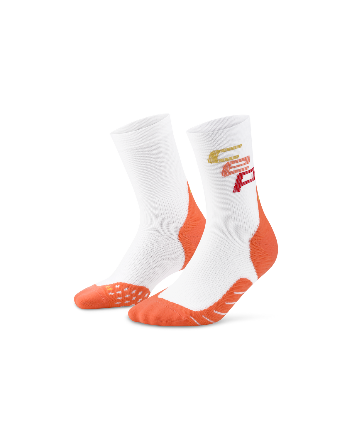 Core Run Steps Mid Cut Compression Socks, White/Coral CEP