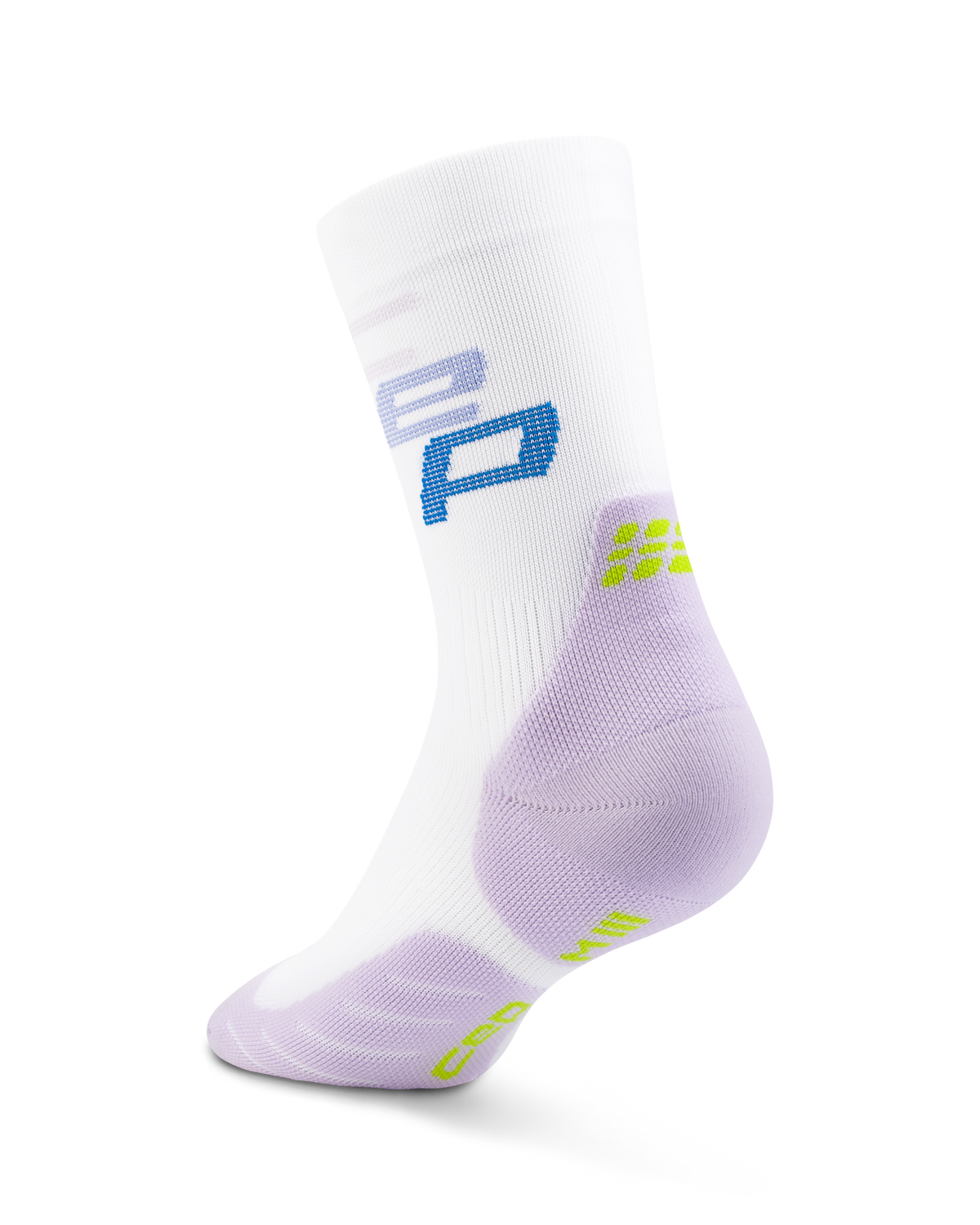 Core Run Steps Mid Cut Compression Socks, White/Lilac CEP