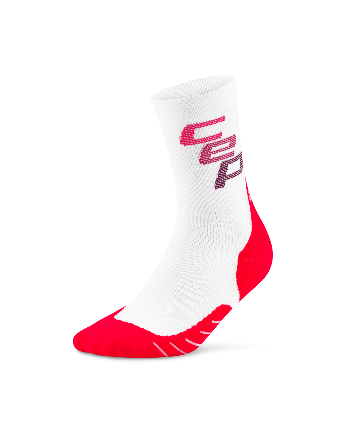 Core Run Steps Mid Cut Compression Socks, White/Pink CEP