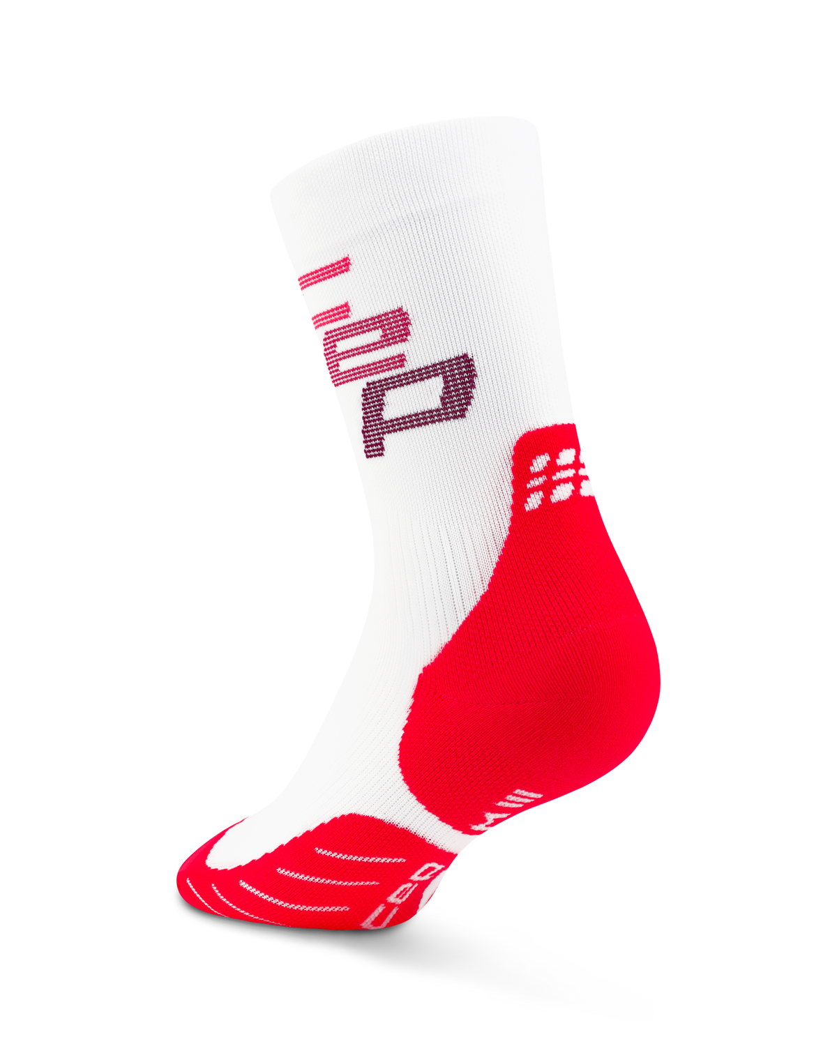 Core Run Steps Mid Cut Compression Socks, White/Pink CEP